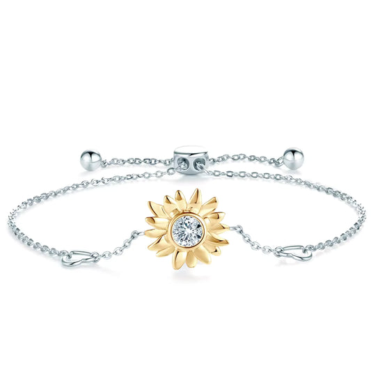 Bracelet Sunflower Heart in moissanite stone silver 925