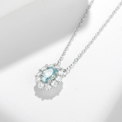 Necklace Paraíba Blue in moissanite + silver 925