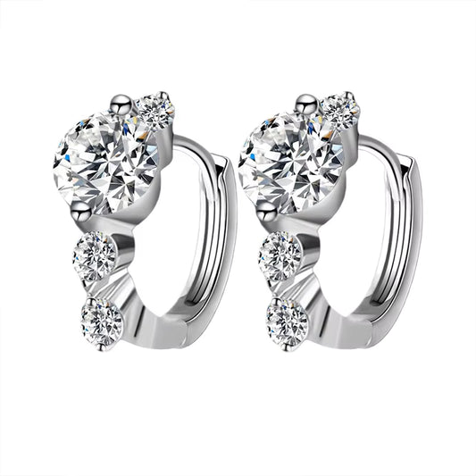 Earrings Statement Hoop in moissanite stone silver 925