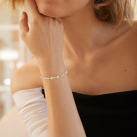 Bracelet Golden  moissanite + silver 925
