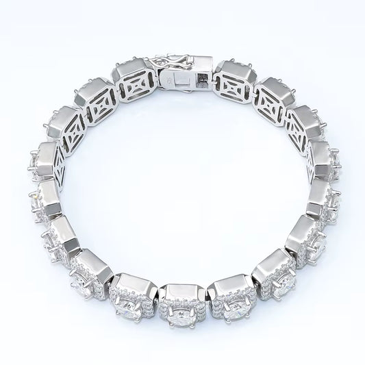 Bracelet Square Tennis  moissanite + silver 925
