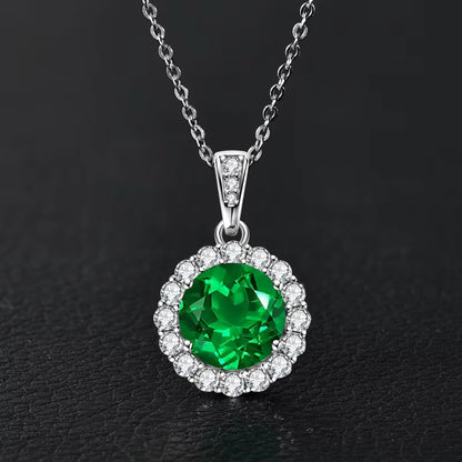 Necklace Emerald Glow in sterling silver 925