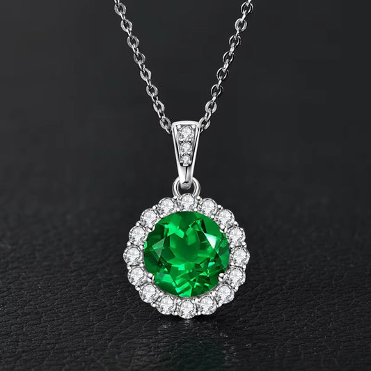Necklace Emerald Glow in sterling silver 925