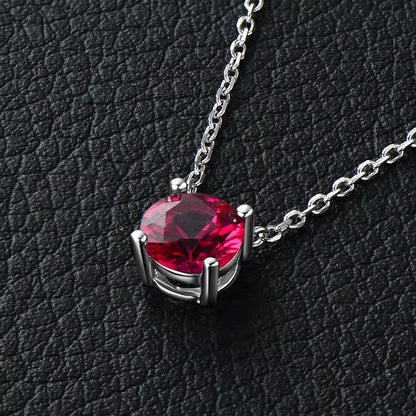 Necklace 4-Prong Colorful Zirconia in Sterling Silver 925