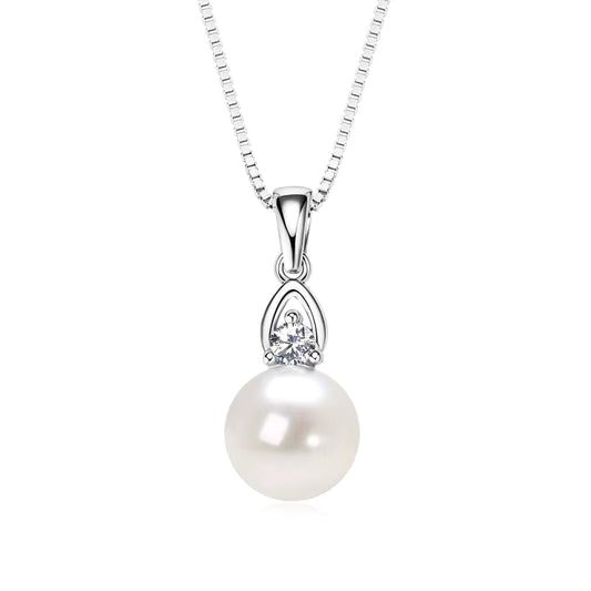 Classic Pearl Necklace in moissanite + sterling silver 925