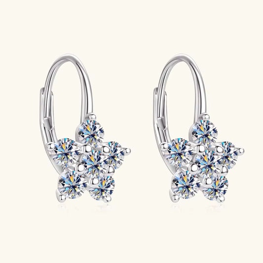 Earrings Moissanite Hoop in sterling silver 925