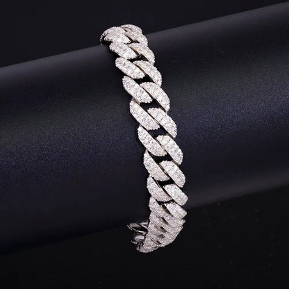 Bracelet Cuban  moissanite + silver 925