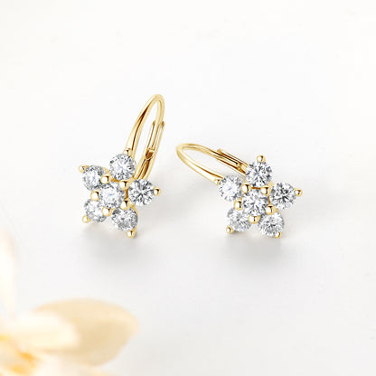 Earrings Moissanite Hoop in sterling silver 925