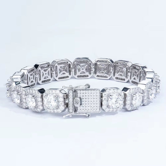 Bracelet Square Tennis  moissanite + silver 925
