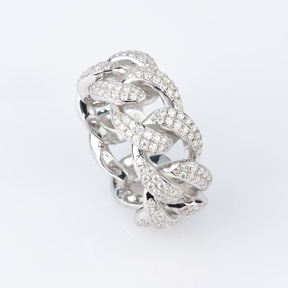 Ring Cuban Ice moissanite + silver 925