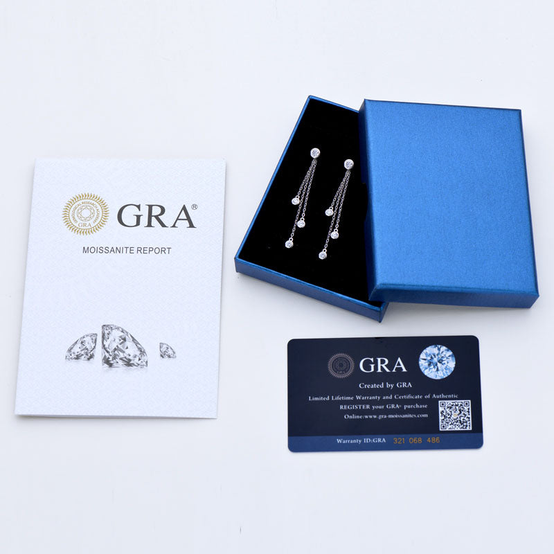 Earrings Dual Stone 4mm &amp; 3mm in moissanite stone silver 925