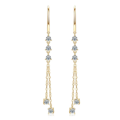 Earrings Trendy Threader in moissanite stone silver 925
