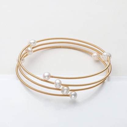Double Freshwater Pearl Bracelet with 14K Gold Filled – 5-7mm