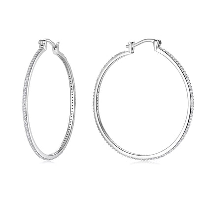 Large Moissanite Hoop Earrings in 925 Sterling Silver – 40mm