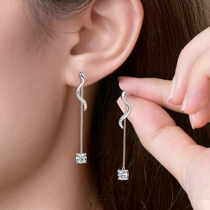Earrings Classic Solitaire in moissanite stone silver 925