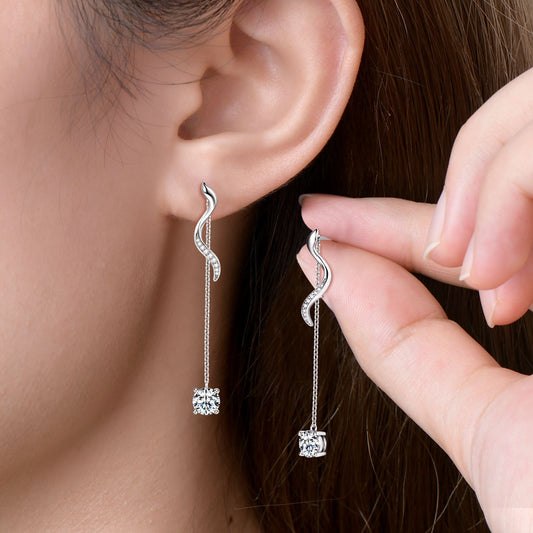 Earrings Classic Solitaire in moissanite stone silver 925