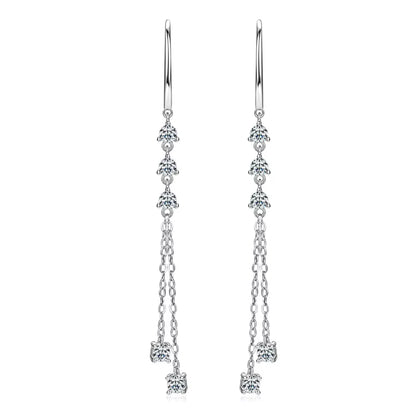 Earrings Trendy Threader in moissanite stone silver 925