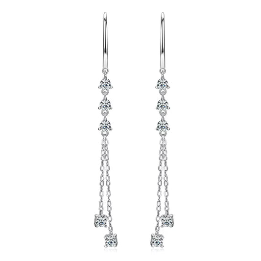 Earrings Trendy Threader in moissanite stone silver 925